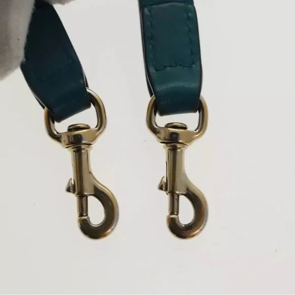 Authentic GUCCI Micro GG Canvas Hand Bag Leather 2way Turquoise Blue with strap - Picture 13 of 17